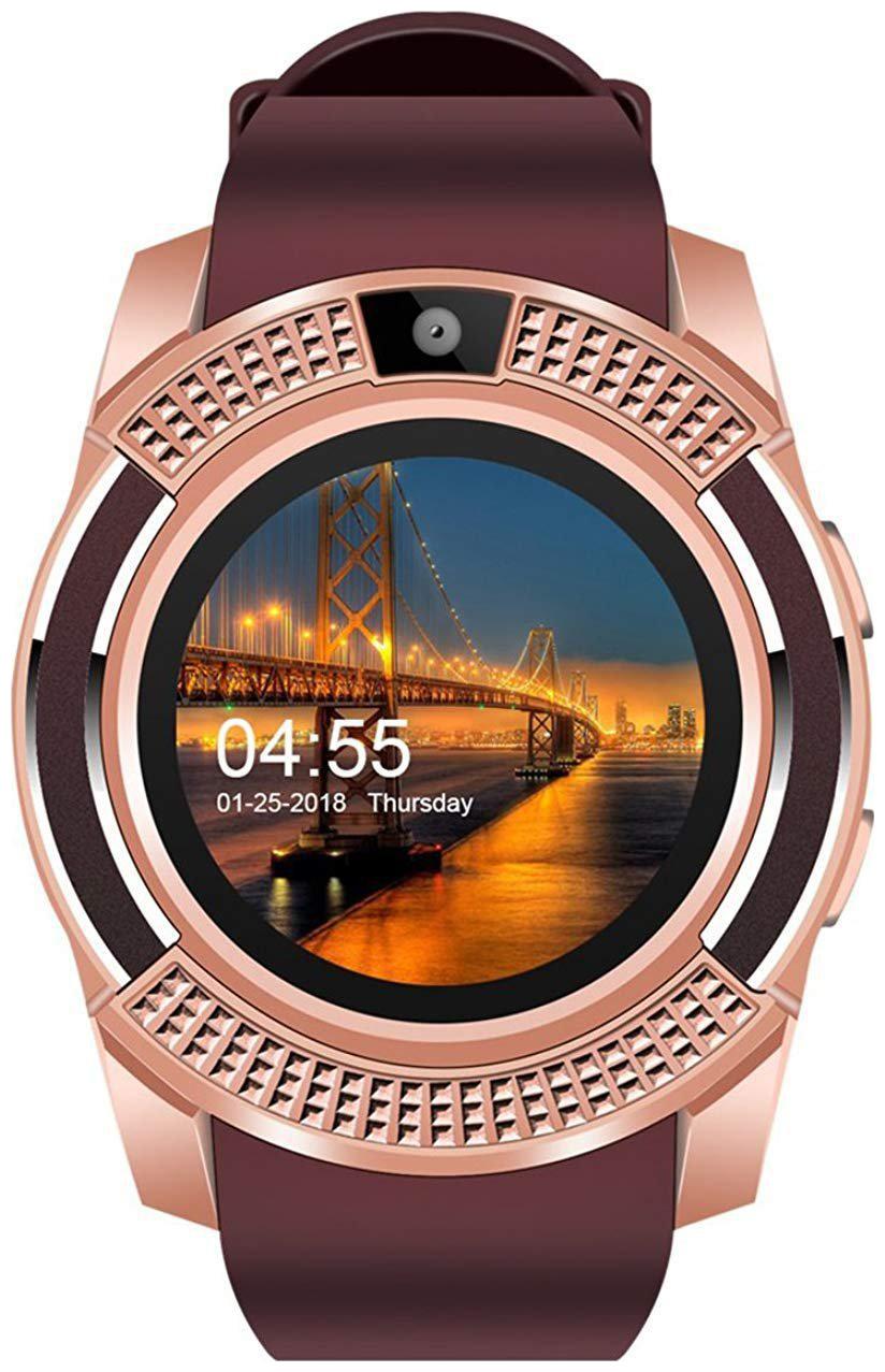 

TSV V8 Silver Bluetooth Camera And Sim Card Supported Watch Compatible with Samsung Galaxy Note 9 (Gold)
