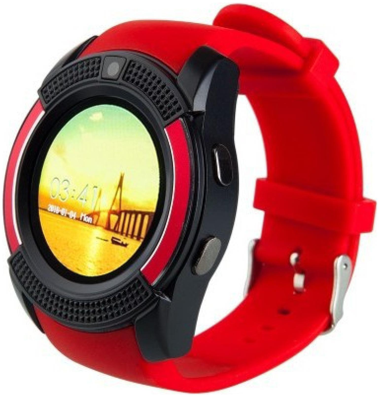 

TSV V8 Silver Bluetooth Camera And Sim Card Supported Watch Compatible with Apple Iphone 6 (Red)