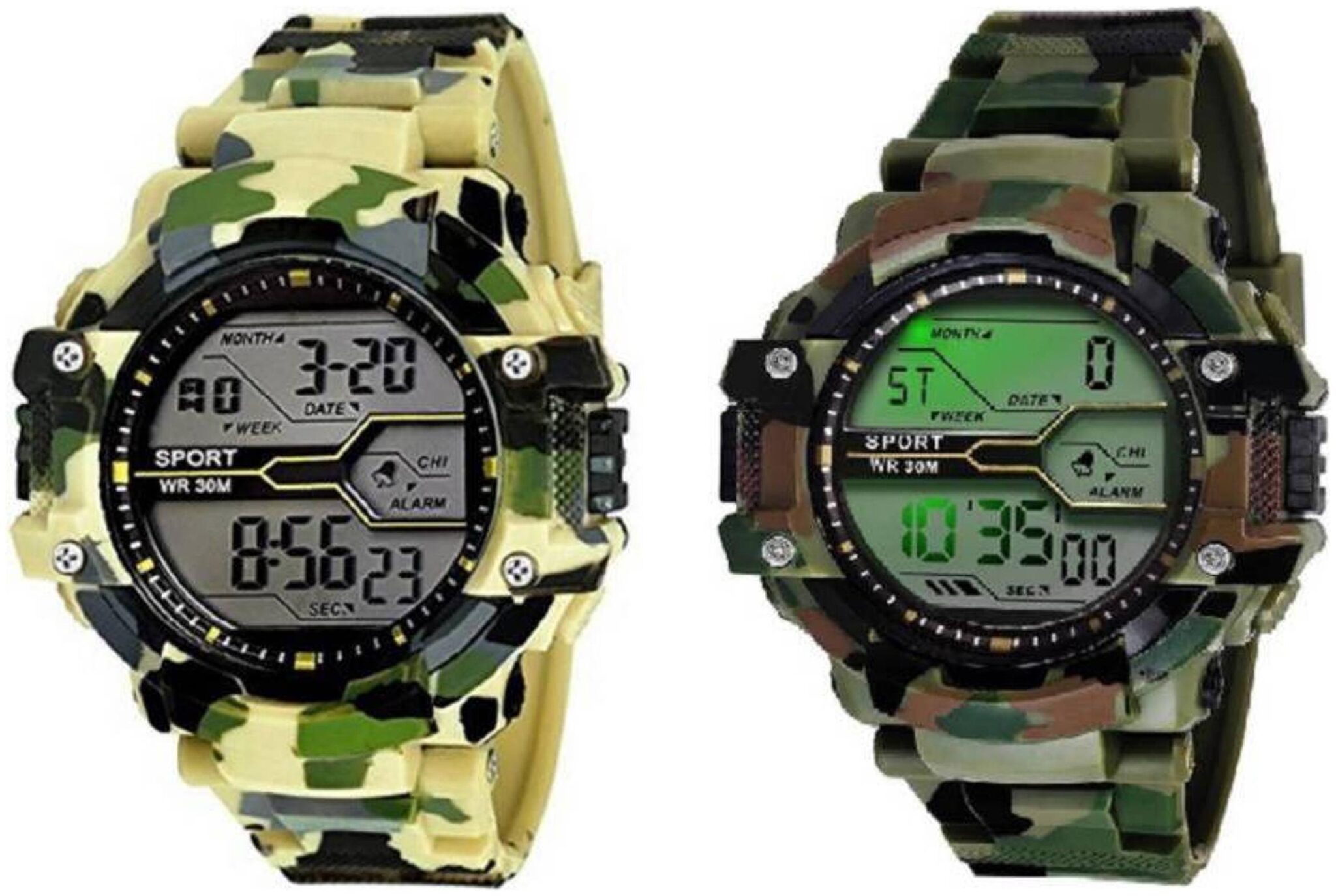 

CZAS CS-8098 GREEN YELLOW DIGITAL MILITARY WATCH-FOR BOYS