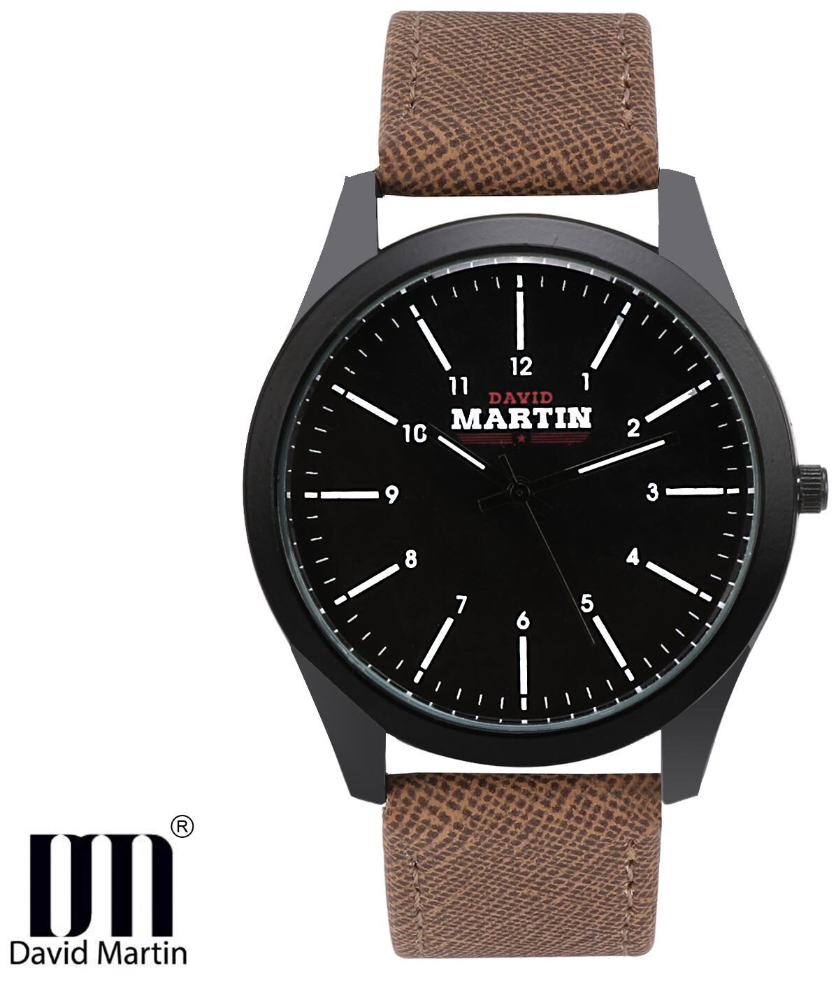 

David Martin Premium Round Black Dial Leather Men Analog Watch