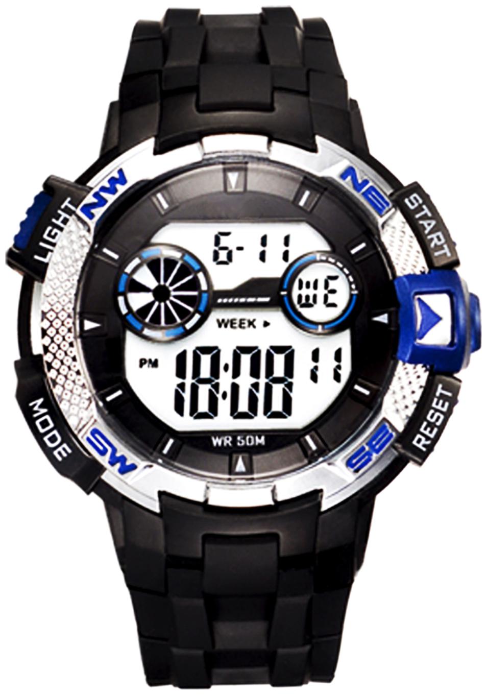 

DIRAY Digital Metal Compass Style Pattern Strap Multi-Functions Sports Watch For Men-DR315G4