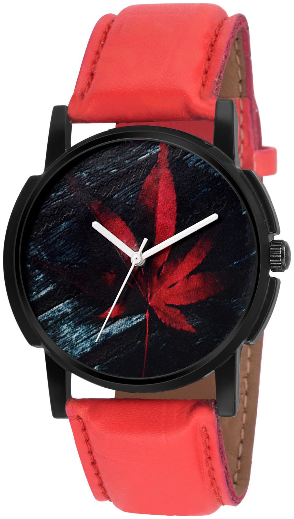 

Eraa Men s Red Leaf with Red strap casual analog wrist watch