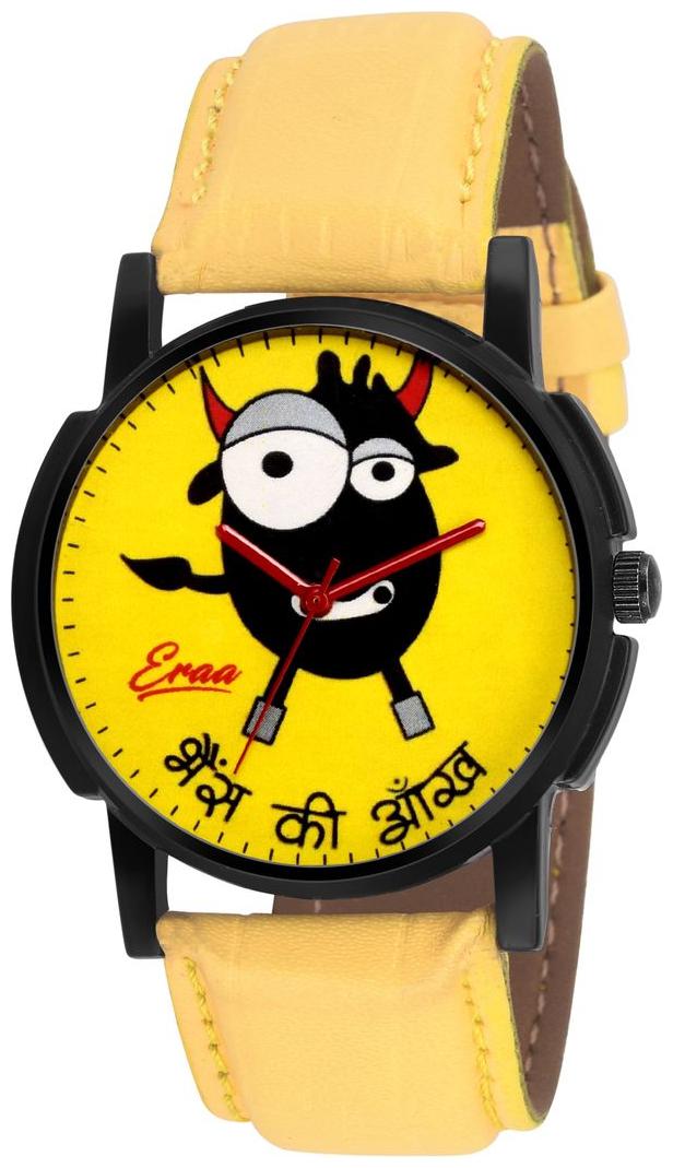

Eraa Men Yellow analog wrist watch with cartoon on dial