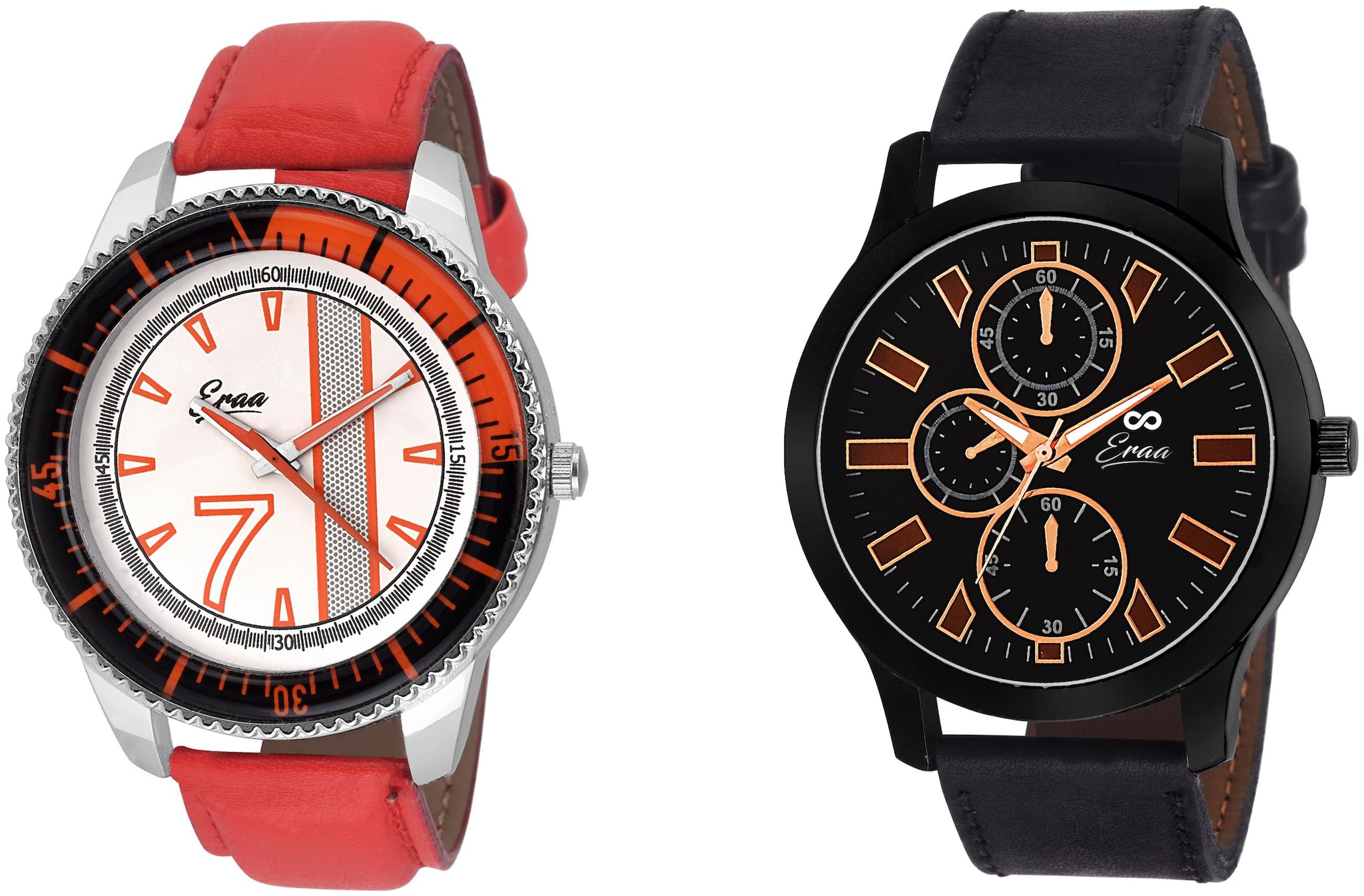 

Eraa red and black wrist watch combo for men