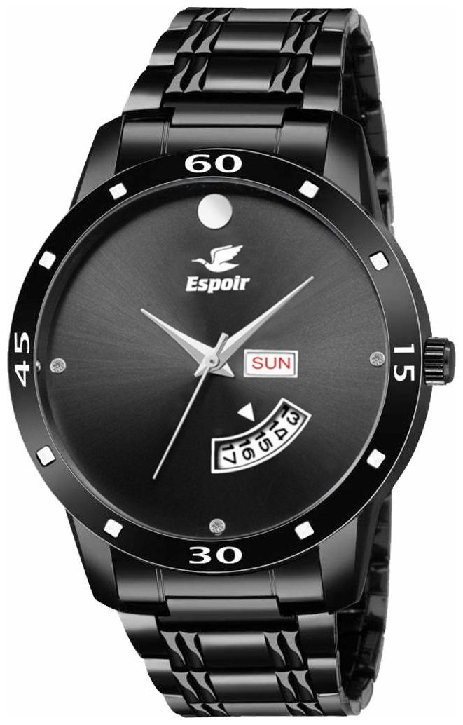 

Espoir Analogue Stainless Steel Black Dial Day and Date Men s Boy s Watch - BlackMovadoStrom