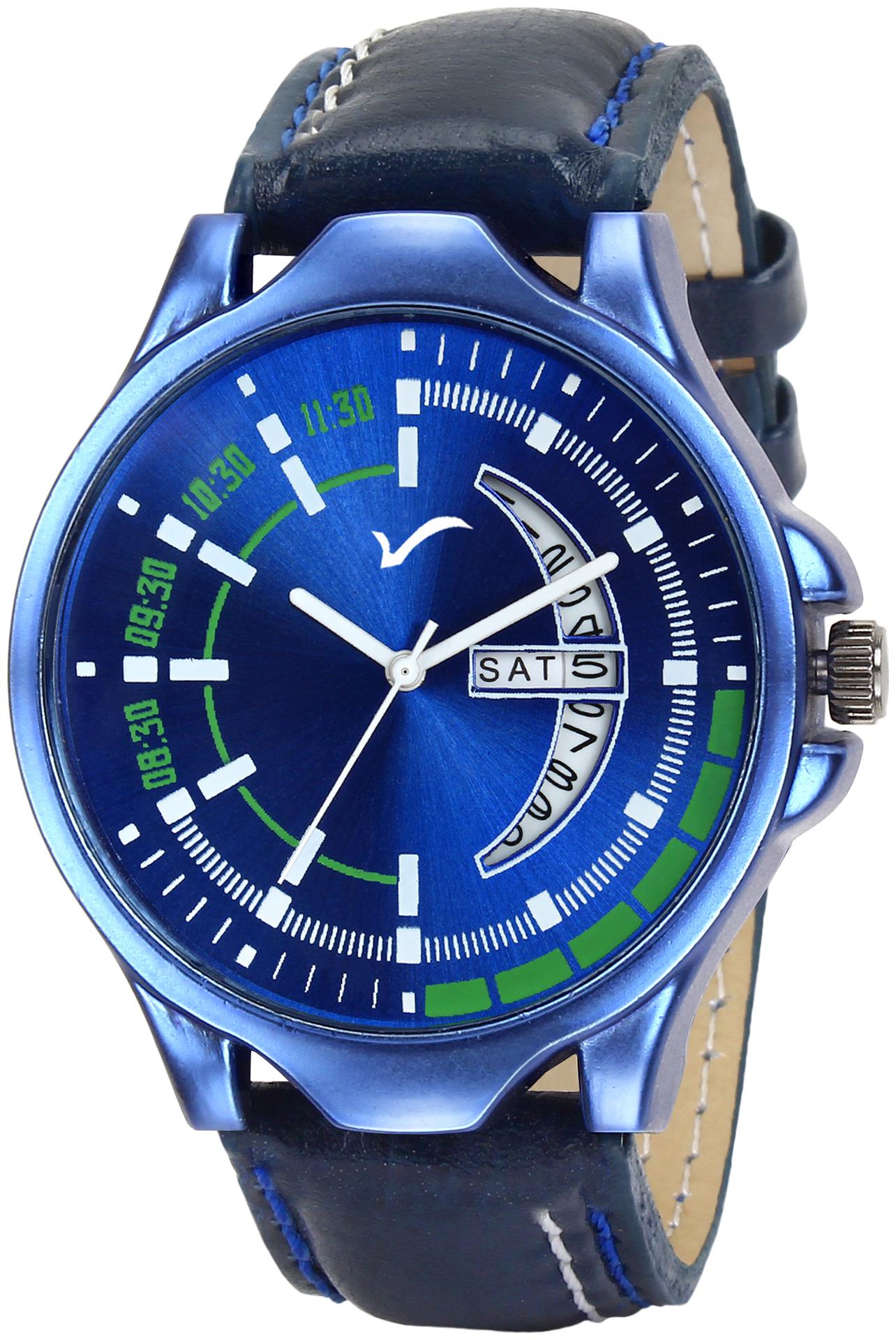 

Wrightrack Exclusive Day Date Series Quartz Movement Stylish Blue Dial Wrist Watch for Boys Watch - For Men