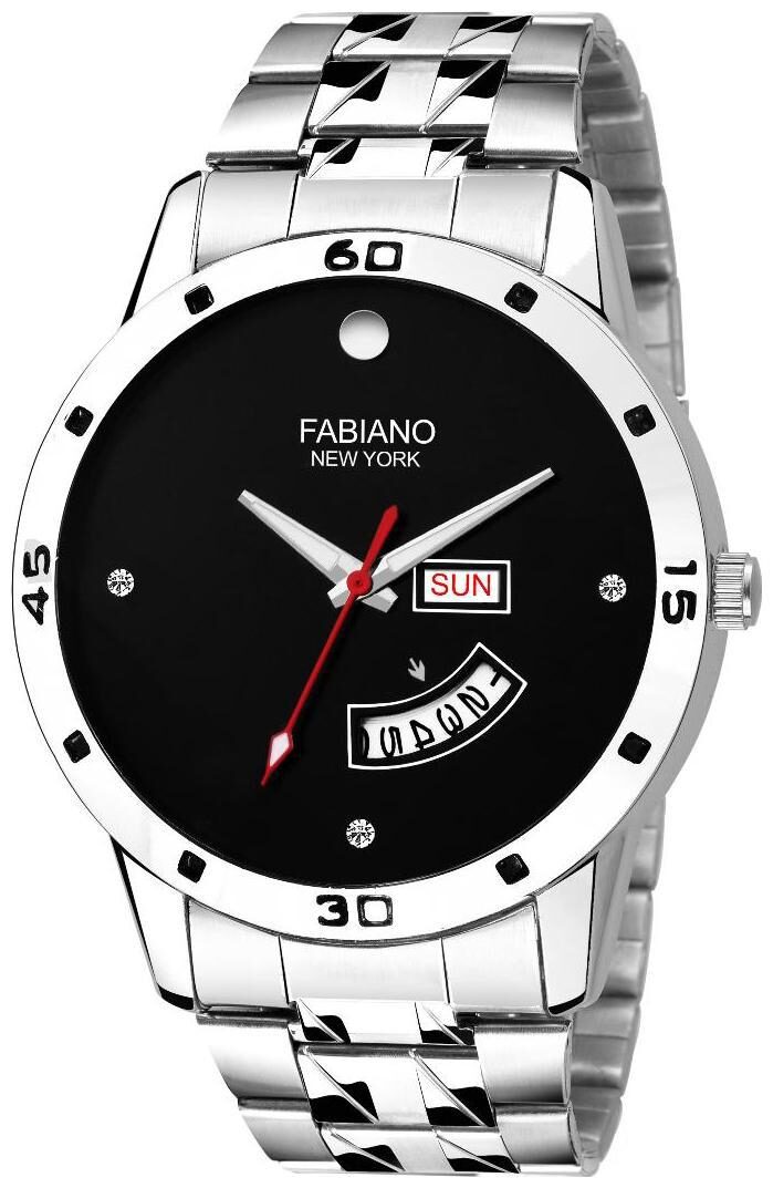 

Fabiano New York FNY122 New Generation Black Color Dial Silver Color Stainless Steel Strap with Day Date Working Wrist Watch - For Men