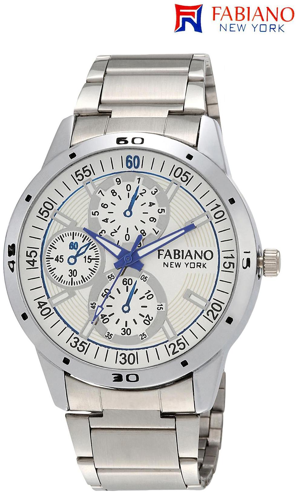 

Fabiano New York Silver And White Analog Mens Boys Formal Wrist Watch