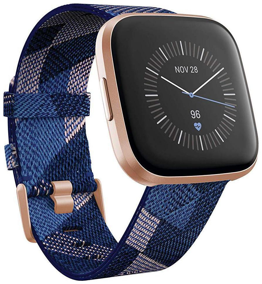 

Fitbit Versa 2 Special Edition Health Fitness Smartwatch with Heart Rate Music Alexa Built-in Sleep Swim Tracking Navy Pink Woven