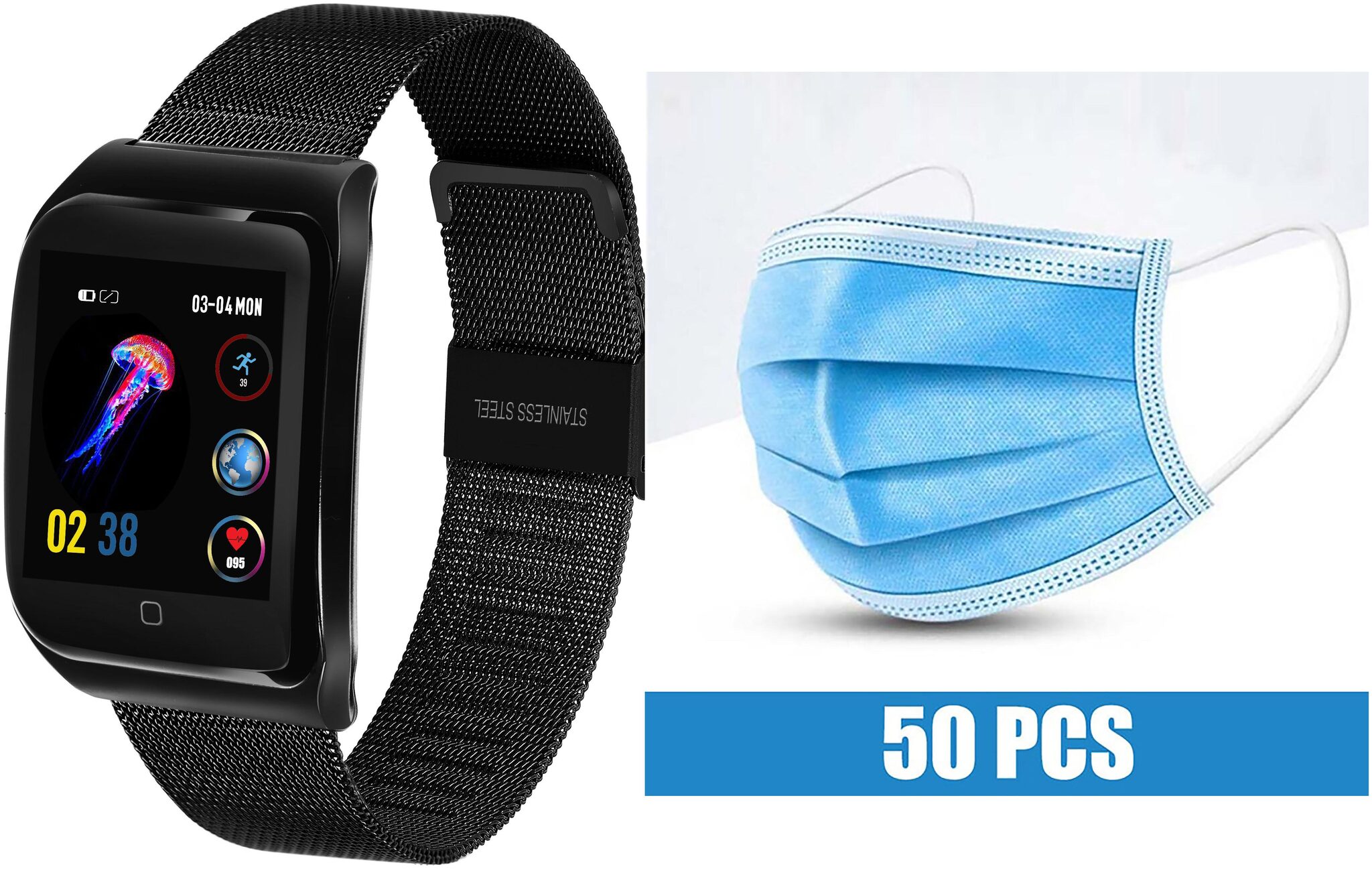 

Fitmove Free 50 Pics Mask With Metal Wrist Band For Men