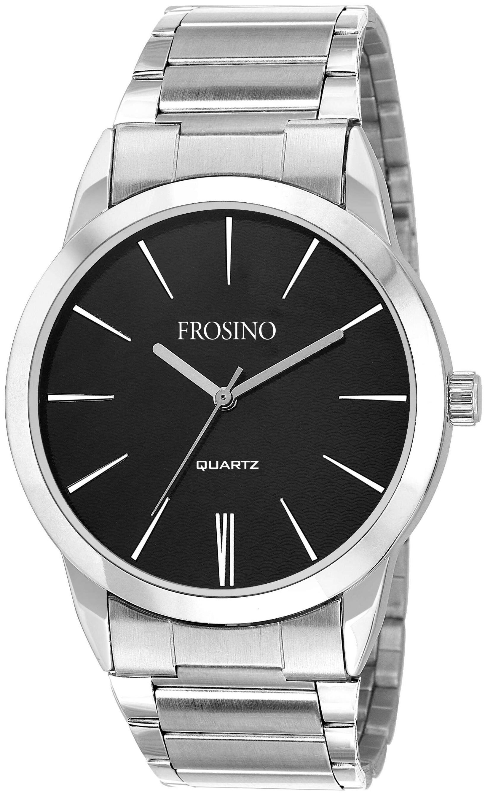 

Frosino FRAC101824 Deep Black Dial with Stainless Steel Band Analog watch for Men