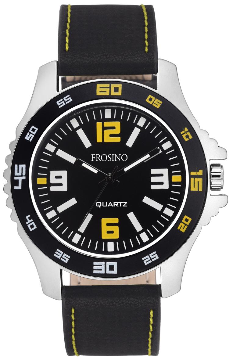 

Frosino FRAC101831 Analog Black Synthetic Band Unique Big Face Number Retro Casual Business Silver Black Watch for Men