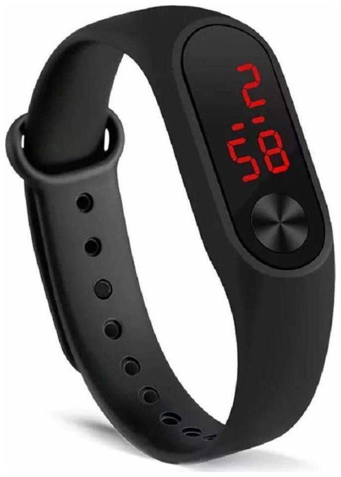 

Fully black led silicon belt date day display light changable watch for boys Digital Watch - For Men Women