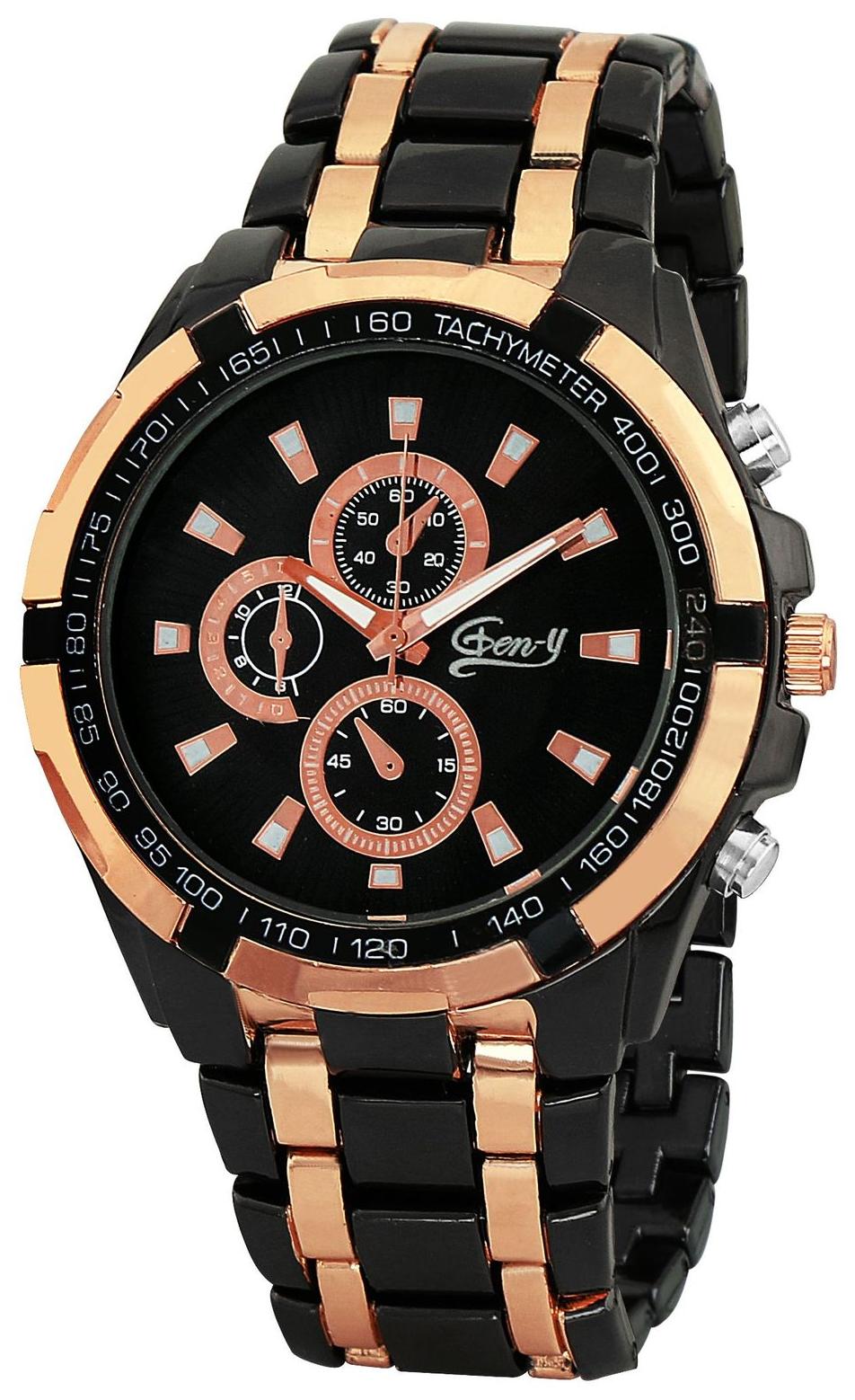 Gen Y GY 037 Black and Golden Analog Watch For Boys and Men by Watches Mart