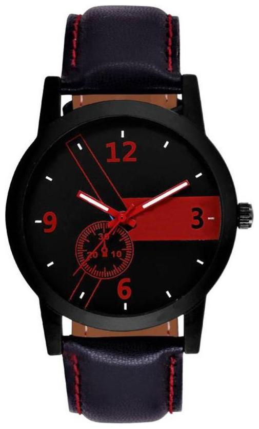 

Glamexy leather strep to black dial men watch