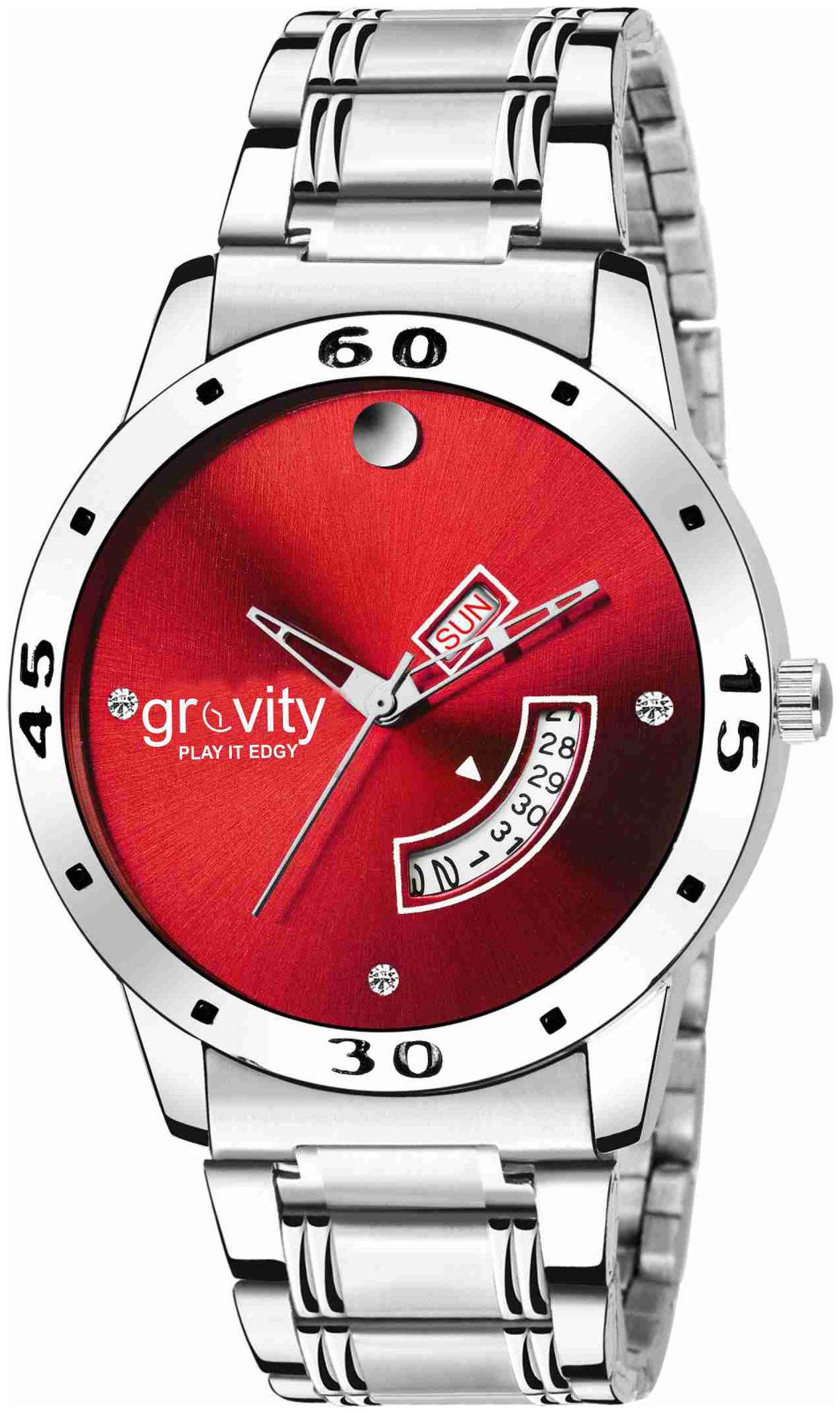 

Gravity GV196 Red Dial Day and Date Watch For Men