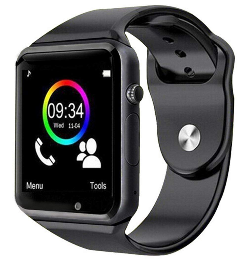 

Hadwin A4T Bluetooth Smart Watch Touchscreen Smart Wrist Watch Smartwatch Phone Fitness Tracker with SIM SD Card Camera Pedometer Compatible iOS iPhone Android for Men Women Boys Girls (Black)