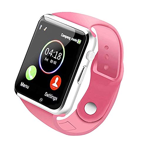 

Hadwin AC4 Bluetooth Smart Watch Touchscreen Smart Wrist Watch Smartwatch Phone Fitness Tracker with SIM SD Card Camera Pedometer Compatible iOS iPhone Android for Men Women Boys Girls (Pink)