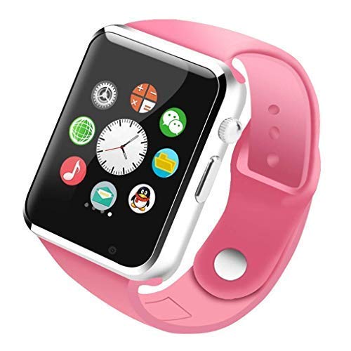 

Hadwin AB3 Bluetooth Smart Watch Touchscreen Smart Wrist Watch Smartwatch Phone Fitness Tracker with SIM SD Card Camera Pedometer Compatible iOS iPhone Android for Men Women Boys Girls (Pink)