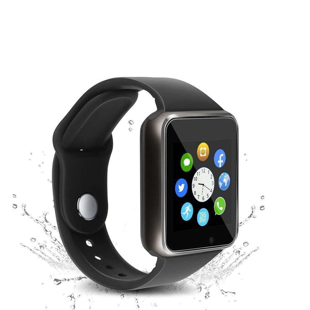 

Hadwin A5R Bluetooth Smart Watch Touchscreen Smart Wrist Watch Smartwatch Phone Fitness Tracker with SIM SD Card Camera Pedometer Compatible iOS iPhone Android for Men Women Boys Girls (Black)