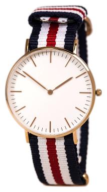 

Heer Nx Classic White Dial Blue White Red Canvas Strap Mens Women Kids Girls Watch