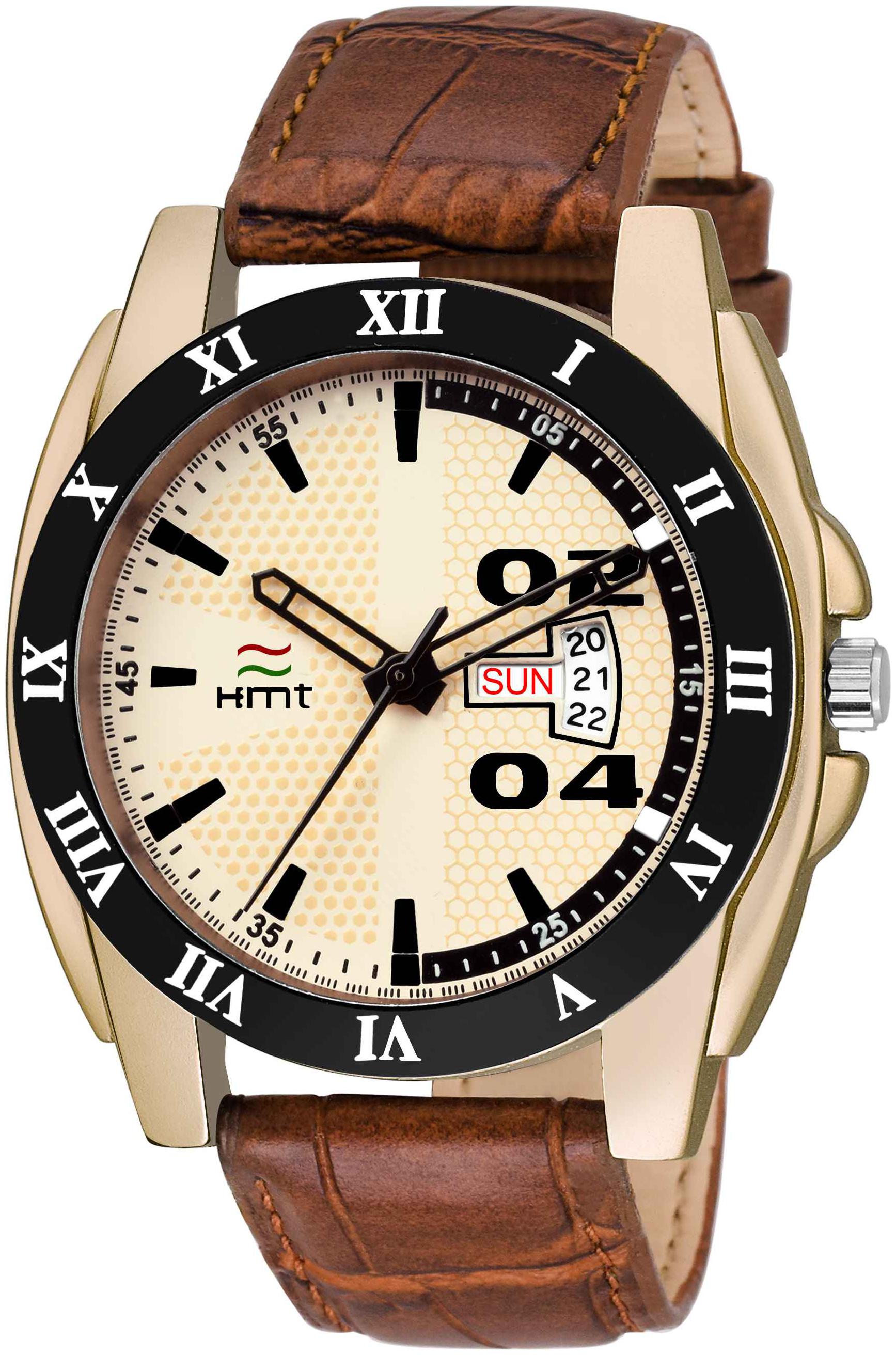 

HEMT DAY AND DATE DISPLAY ANALOGUE WATCH HM-GR0097-WHT-BRW