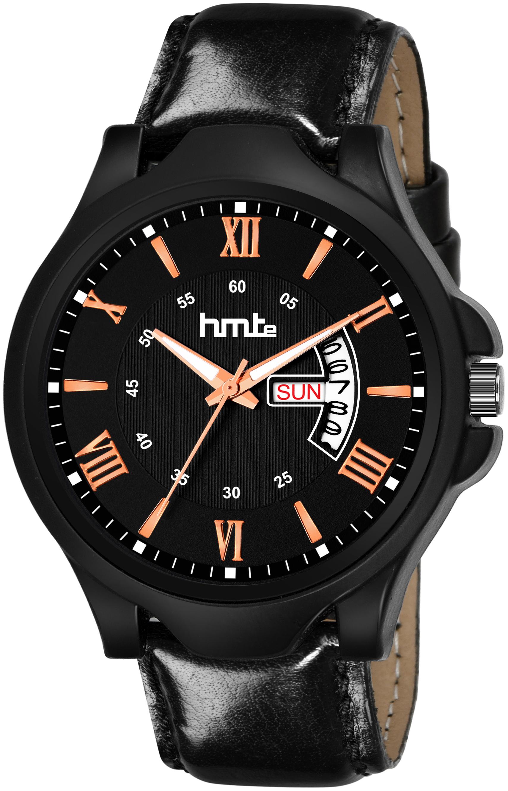 

hmte Leather Round Dial Analog Watch For Men