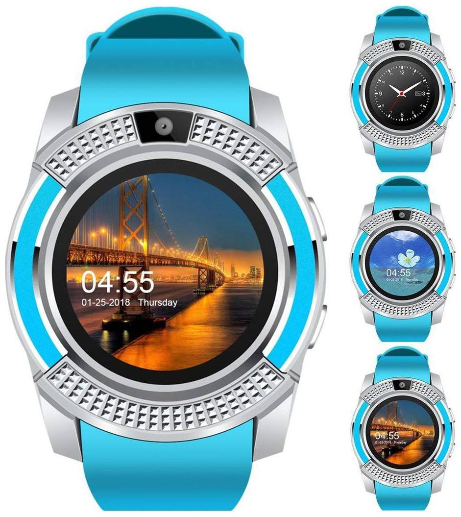 

Hot Selling V8 Smartwatch with Pedometer Camera Sim Card Sleep Monitoring Support for all Android IOS Smartphone