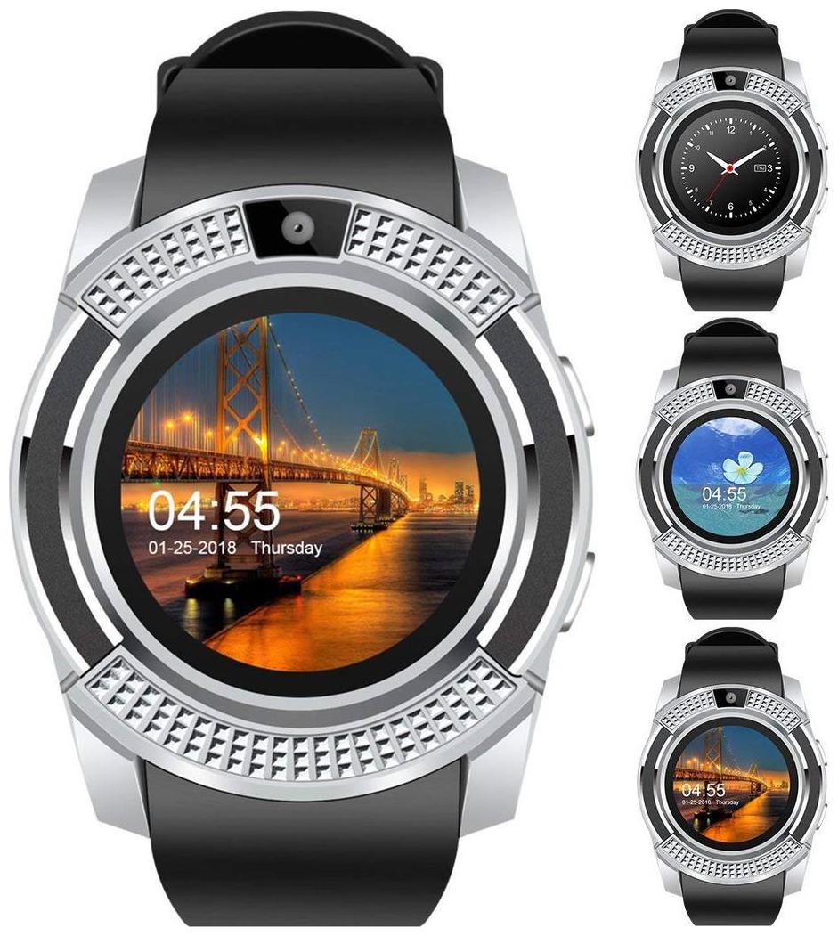 

Hot Selling V8 Smartwatch with Pedometer Camera Sim Card Sleep Monitoring Support for all Android IOS Smartphone