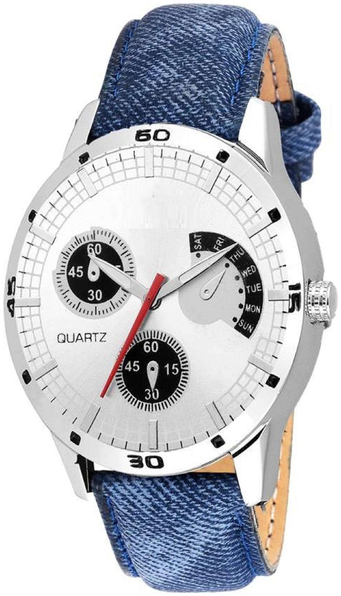

HRV Blue denim Silver Dail fashion Men s Analog watch Watch - For Men