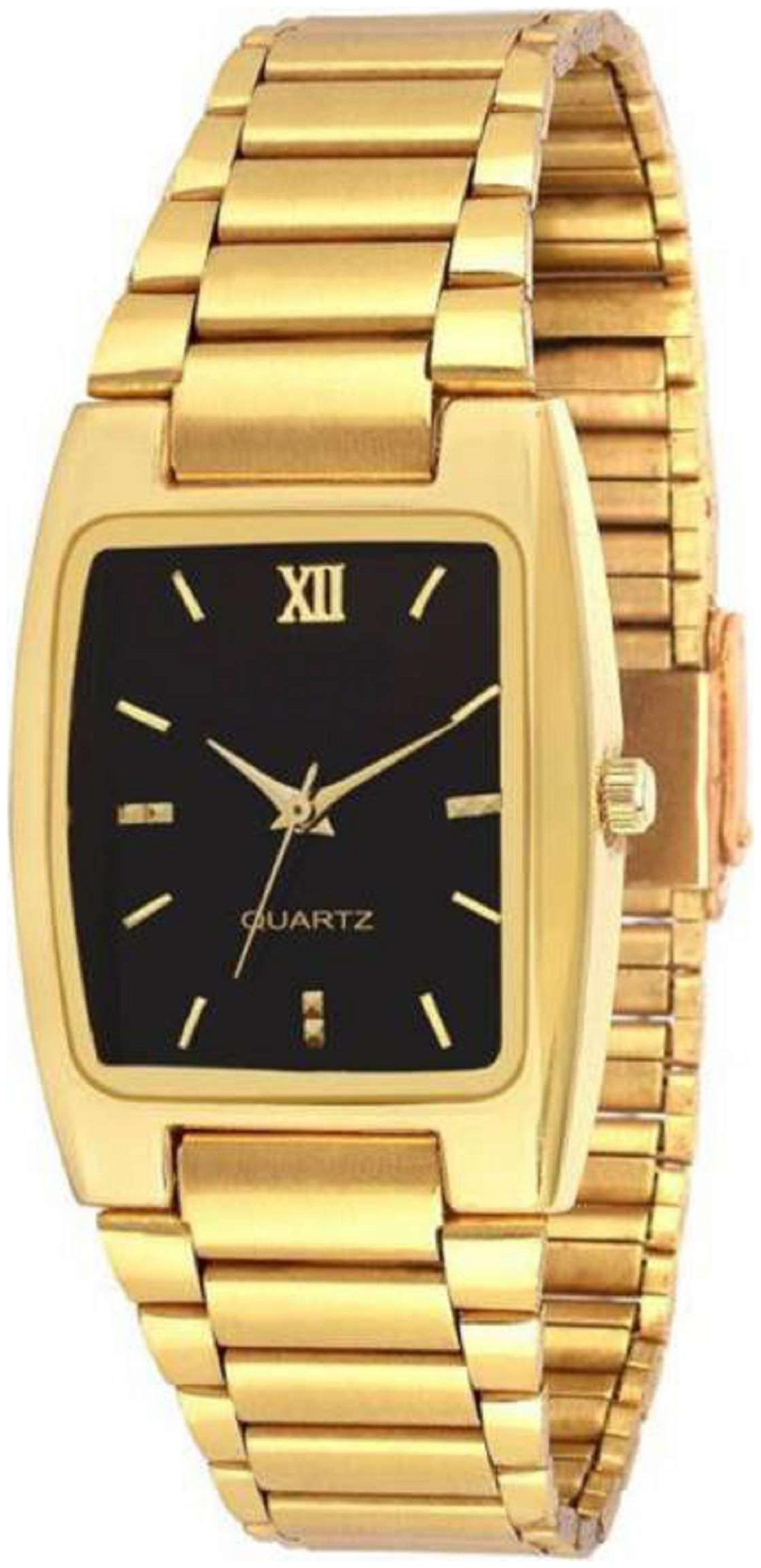 

HRV Casual Gold Strap Black Dial Fancy Look Boys Girls Watch - For Men