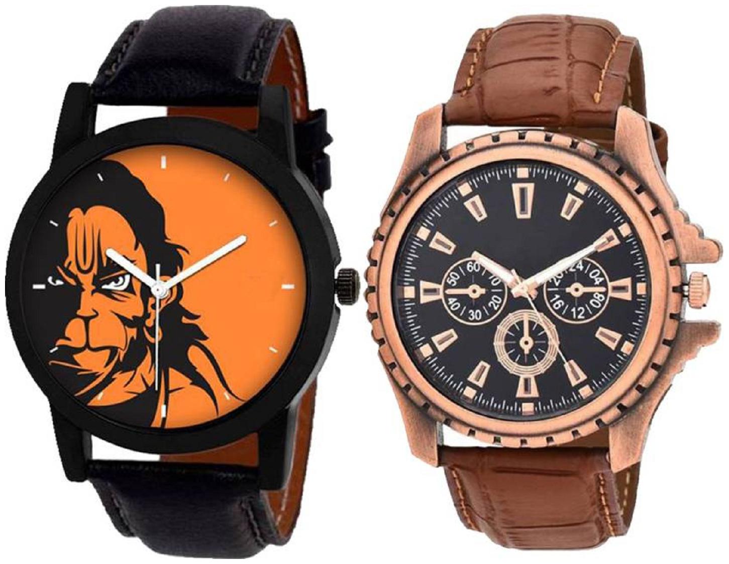 

HRV Pack 2 New Stylish Designer Leather Strap Watch For Boys