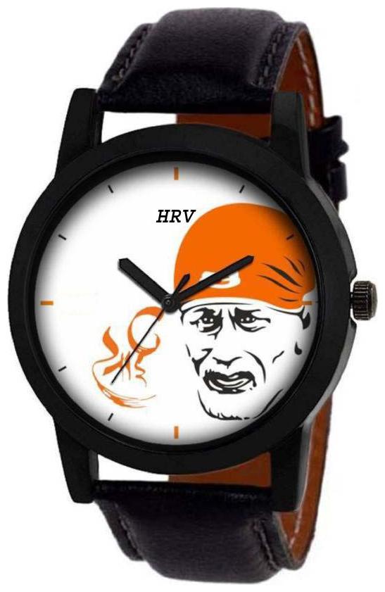 

HRV SAIBLACK05 Black Lethear SAIBABA Print Dial Analogue Watch - For Boys