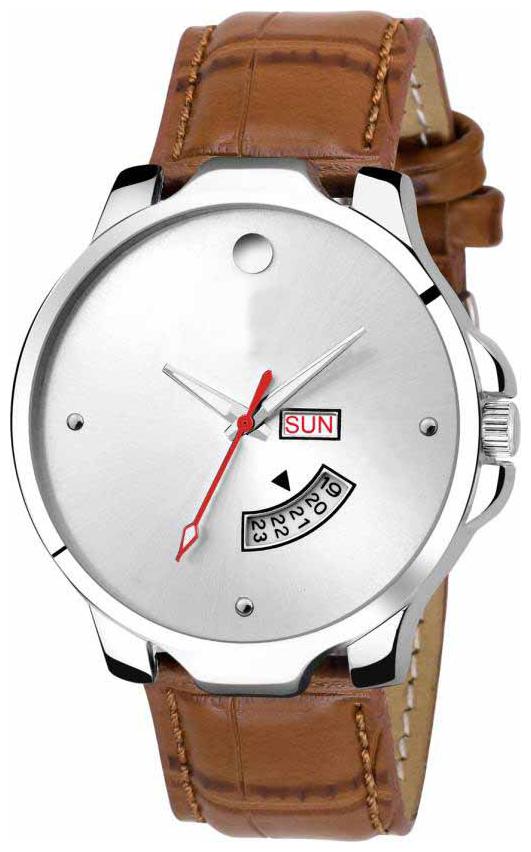 

HRV Silver M1140-BR List Brown Day and Date Watch - For Men