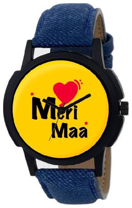 

I DIVAS BLUE LETHHER YELLOW DIAL MAA TC 53 WATCH FOR BOYS MEN