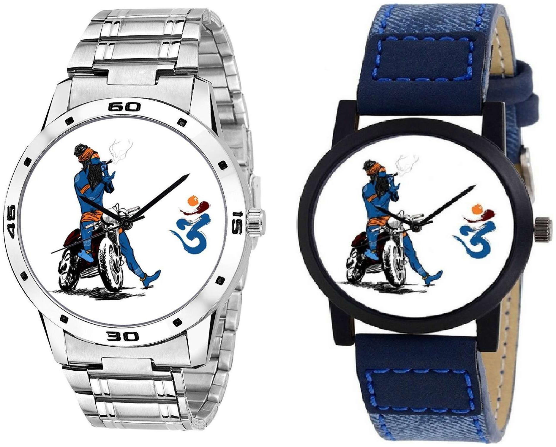 

I Divas Men Blue Baba Ledhar Chain Combo Watch For Boys Collection