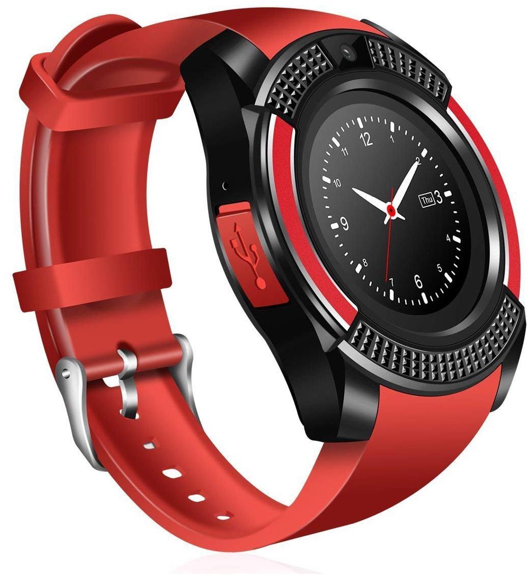 

IIK Collection V8 Smart Watches With Bluetooth Sim Card (4G Supported ) Health And Fitness Tracker Smart Watches For Boys And Girls ( Smartwatch ) -(IIK-SW-V8-009-Red)