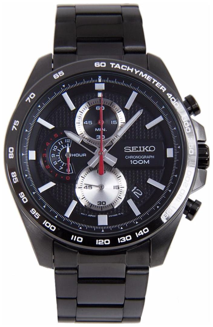 

Image is loading Seiko-Chronograph-Mens-Analog-Business-Black-Band-SSB283P1
