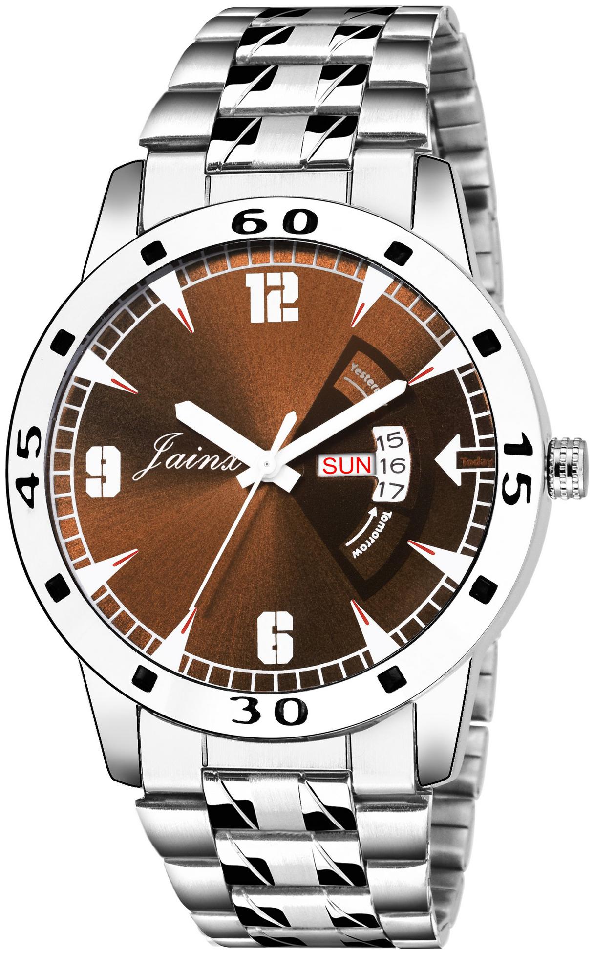 

Jainx Silver Day And Date Analog Watch For Men Boys - JM322