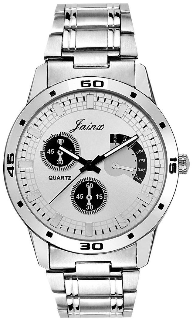 

Jainx Silver Dial Chronograph Pattern Chain Analog Watch For Men Boys JM240