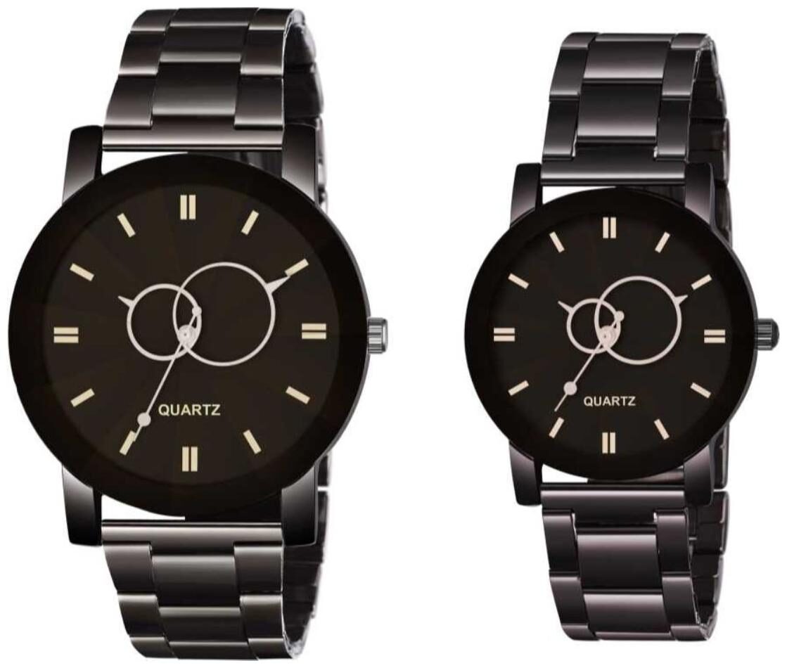 

K U Black Couple Analog Watch For Unisex