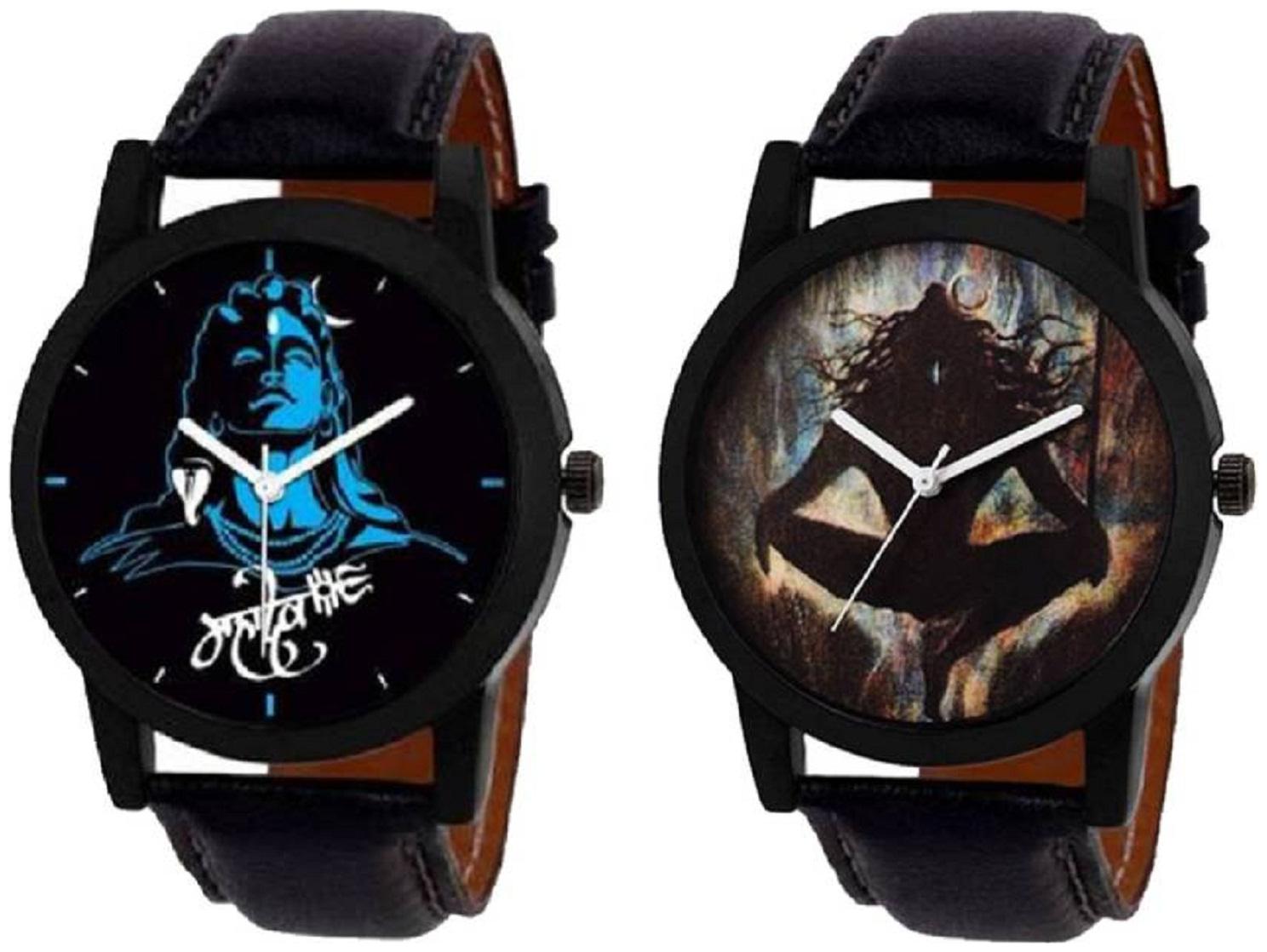 

K U Designer God s Lover Leather Belt Pack of 2 Men Watch - For Boys