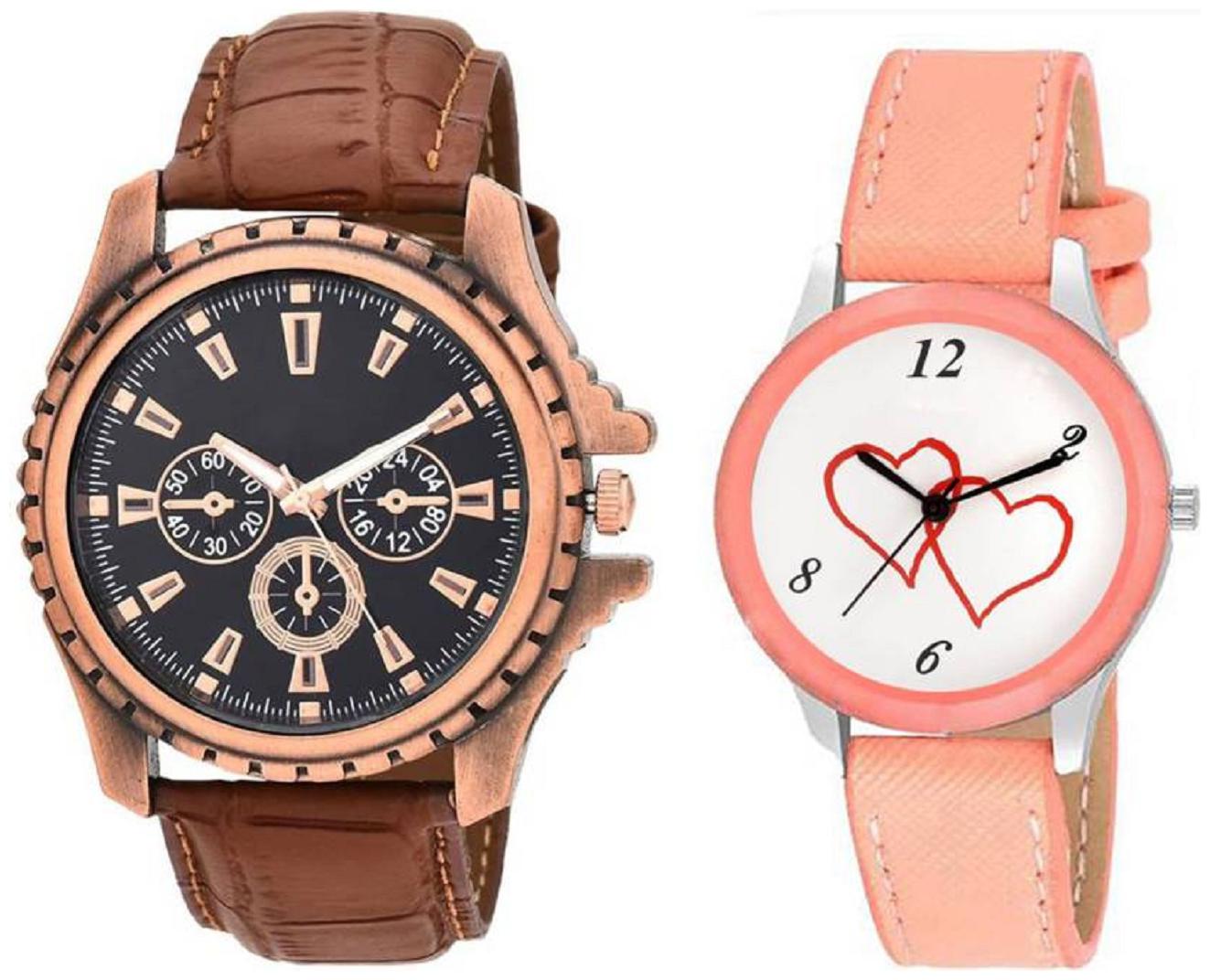 

K U Leather Couple Watches For Men And Women