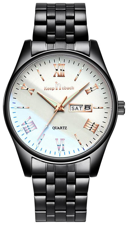 

Keep n Touch 8196 Black White Premium Looks Day Date Stainless Steel Strap Youth Series Analogue Men s Watch