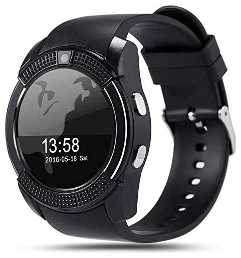 

Kirru V8 Bluetooth Smartwatch Compatible with All Android Devices with Camera SIM Card Slot Pedometer Display Touch Screen