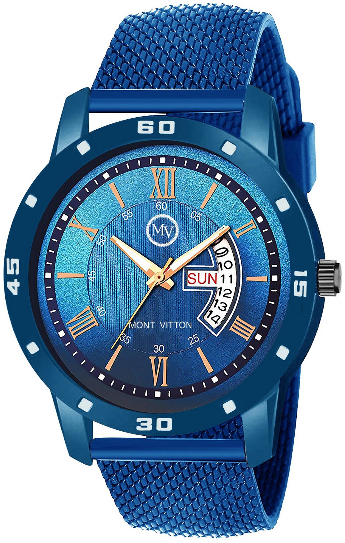 

MontVitton Mesh Strap Day and Date Functioning Quartz Watch for Men