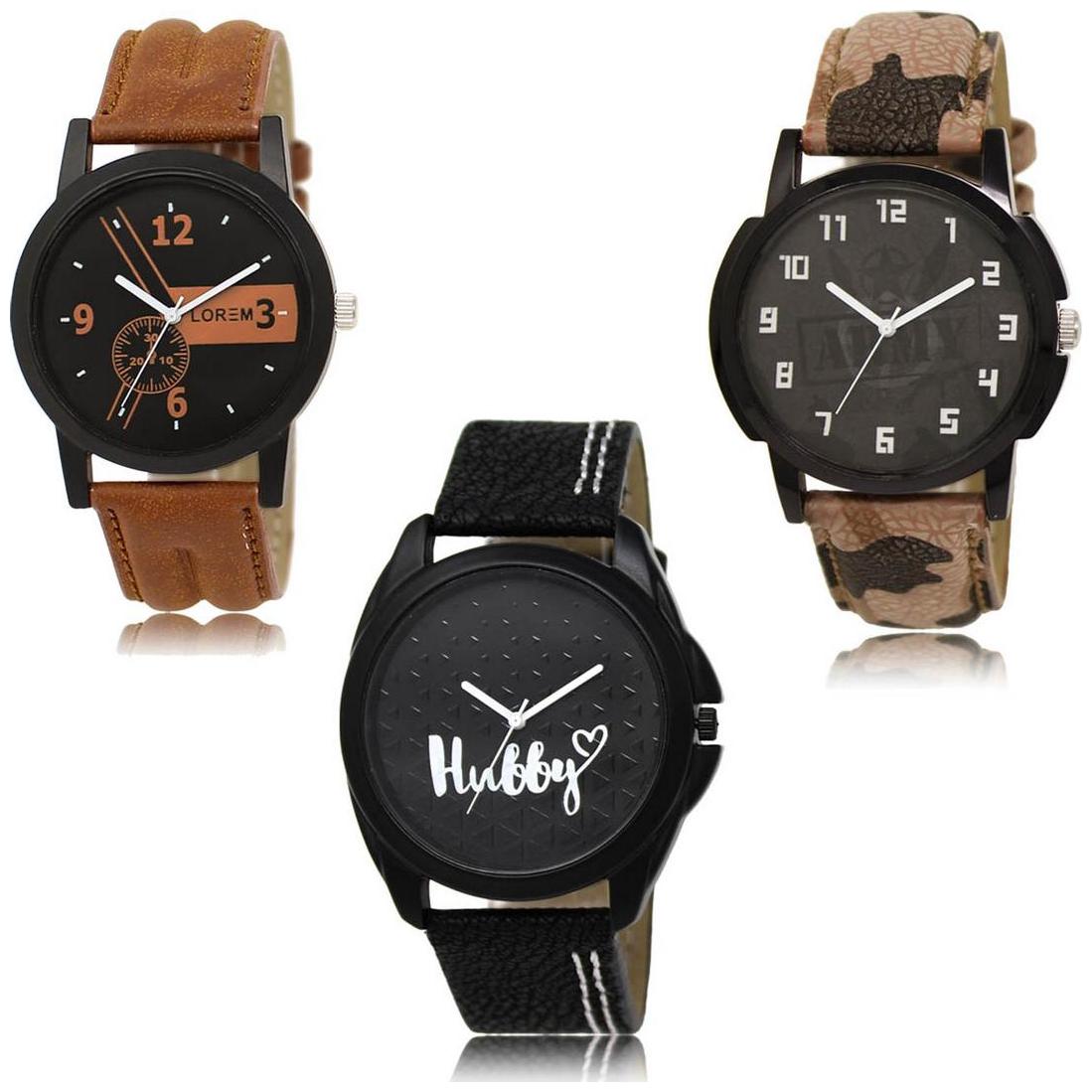 

LOREM LK-01-03-31 Multicolor Color New Stylish Precious Design Pack of 3 Men watches