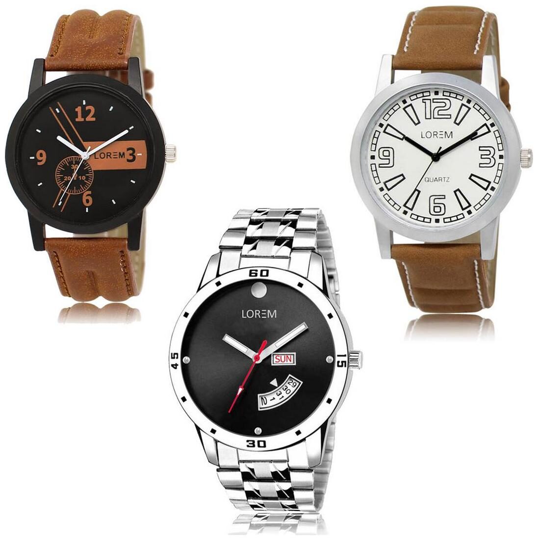 

LOREM LK-01-15-104 Day Date Function Exclusive Designer Pack of 3 For Men watches
