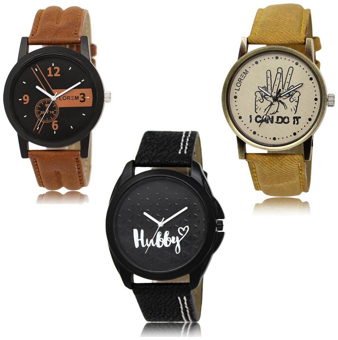 

LOREM LK-01-30-31 Multi Color Exclusive Designer Pack of 3 For Men watches