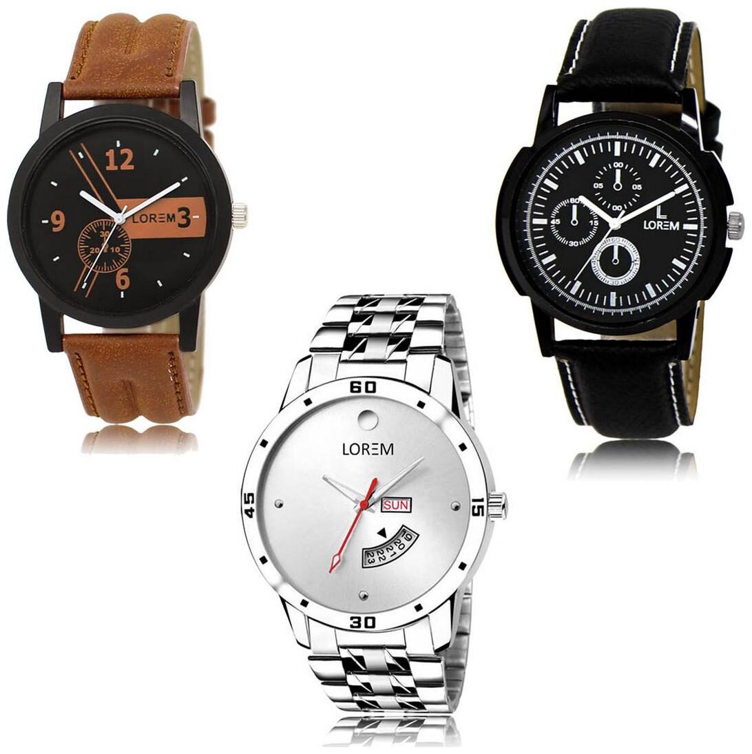 

LOREM LK-01-13-103 Day Date Function Exclusive Designer Pack of 3 For Men watches